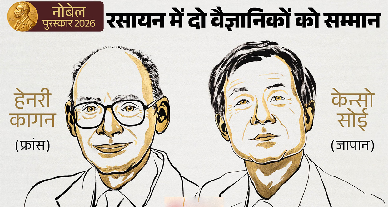 रसायन विज्ञान का नोबेल पुरस्कार 2026: फ्रांस के हेनरी कागन और जापान के केन्सो सोई को मिला प्रतिष्ठित सम्मान